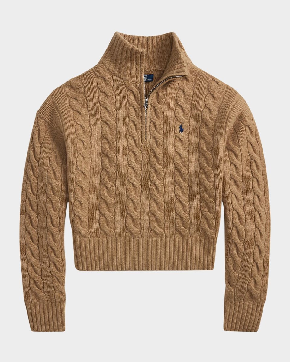 Cable Wool-Cashmere Half-Zip Sweater